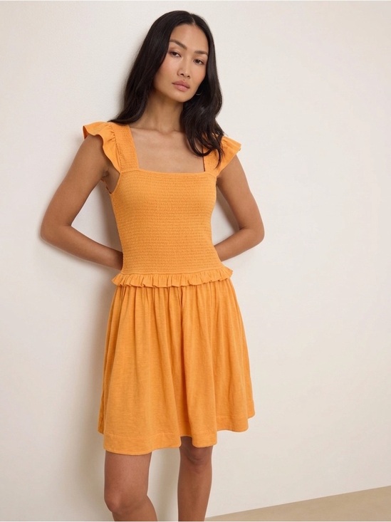 Nation LTD Dresses & Skirts - 080 NATION LTD. Women's Ginger Smocked Pima Cotton Dress - Tang, Medium